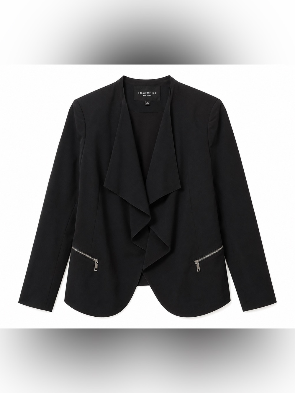 Lafayette 148 Black Drape Open Front Jacket- 14